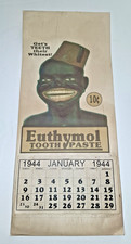 Antique americana 1944 Wall Calendar Euthymol Tooth Paste Complete 12 months picture