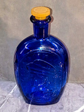 Vintage Cobalt Blue Lady Liberty and Eagle Bottle. Wheaton Glass 8 3/4