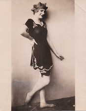 1922 Press Photo Fashion Model Wearing German Chic Bathing Suit with Ornaments picture