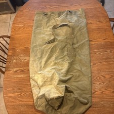 Vintage Military Heavy Canvas Duffle Bag Vietnam War Era US Army OD Green picture
