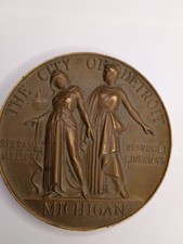 Vtg Spirit Of Detroit Bronze Medal Coin Jerome P Cavanagh Mayor Detroit Michigan picture