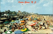 OCEAN GROVE, New Jersey NJ Boardwalk and Bathing Beach c1962 bathers Postcard picture