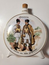 Romanian Souvenir Empty White Porcelain Liquor Booze Bottle  picture