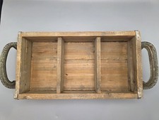 Vintage Rustic 3-Compartment Wooden Caddy Tray Brick Mold Box with Handles picture