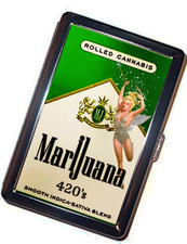 Marijuana vintage pinup Cigarette Case Handmade 420 fairy magic advertisement picture