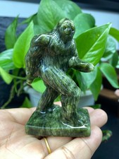 3'' Natural Green Jade Sasquatch skull carved quartz crystal Reiki healing 1pc picture