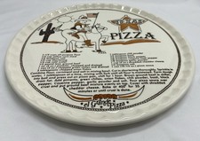 VINTAGE 1983 ROYAL CHINA CERAMIC 11.5” TEXAS EL GRANDE PIZZA PLATE w/ RECIPE picture