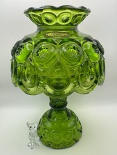 Vintage L.E. Smith Heritage 3 Piece Green Moon and Stars Candle Lamp/Fairy Lamp picture