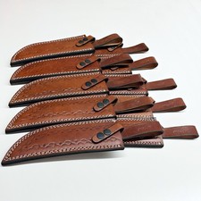 10 Pack Handmade Brown Leather Bowie Knife Sheaths 7x2 in Belt Loop Holster picture