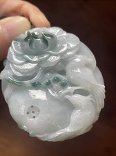 純天然翡翠A貨 老坑精雕雙喜臨門花開富貴 肉質細膩水頭足 實物飄綠花 Genuine Grade A Burma Jade Jadeite picture