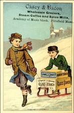 Pittsfield Mass. Victorian Trade Card - Graves Gloss Starch Buffalo NY Sledding picture
