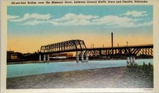 Ak-Sar-Ben Bridge Postcard-Iowa-Nebraska-Missouri River-c1930-Curteich-Unposted picture