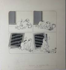 Vintage Original Magazine Comic Strip Ink Illustration Art Production Markings picture