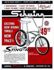 Schwinn Stingray Classic Bicycle Vintage Bike Ad Reprint Photo Poster 11x14 picture
