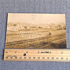 Real Photo RPPC Birds Eye View from Elevators, Otis Colorado Railroad Tracks picture