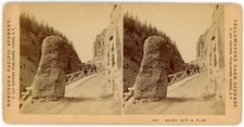 YELLOWSTONE STEREOVIEW - Golden Gate & Pillar - FJ Haynes 1880s picture