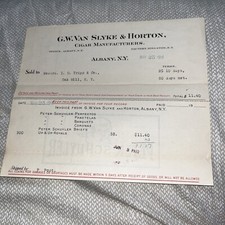 Antique 1918 G W Van Slyke & Horton Cigar Manufacturers Invoice Peter Schuyler picture