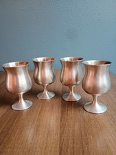 Vintage Selangor Pewter Cordial Glasses Liqueur Stem Cups Set of 4 Malaysia Mark picture