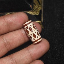 Rare Antique Old Near Eastern Etched Carnelian Stone Dzi Bead with Rare Pattern picture