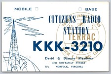 Vintage 1960s KKK-3210 CB Radio QSL Card Norfolk Virginia Ham Radio  C143 picture