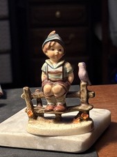 Hummel WAYSIDE HARMONY, Hum 111/1, TMK4 Goebel Boy Sitting on Fence w/Bird  picture
