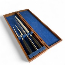 Lauffer Carving Set 3-Pc Stainless Steel Mid Century Modern Polished Black picture