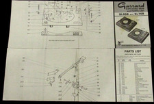 Garrard SL95B SL75B Exploded View and Parts List Original Service Repair Manual picture