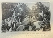 1923 Vintage Magazine Illustration President Warren Harding Speaking picture