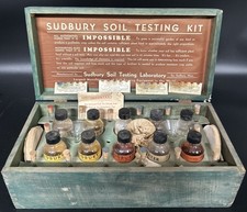 Vintage 1950’s Sudbury Soil Testing Kit Complete Wood Box South Sudbury MA USA picture