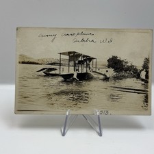 Vintage - 1913 ANTIQUE RPPC MILITARY ARMY AEROPLANE AT CULEBRA PR -  Postcard picture
