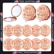 Christian Pocket Mirrors Set of 12 Rose Gold Compact with Bible Verses picture