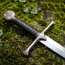 Hand forged Crusader Medieval Knight Arming Sword with Scabbard Monogram Sword picture