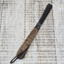 VTG Camillus USA 4 Line Stamp Jigged WOOD WWII Era Single-Blade Rope Knife picture