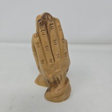 Detailed Handmade Praying Hands From Natural Olive Olive Wood In Jerusalem,6inch picture