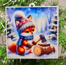 FOX Ornament - Lumberjack Logger FOX Themed Christmas Ornament picture
