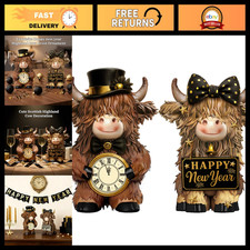 2 Pcs Highland Cow Figurines - Happy New Year Decor & Unique Gift Ideas picture