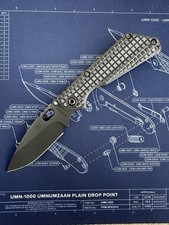 M. Strider Knives MEFP CPM-3V SnG, Black PVD, Gray Monkey Edge Frag Pattern G-10 picture
