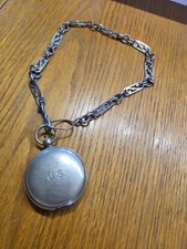 Vintage Wittnauer WWII US Army Military Pocket Compass and heavy chain watch fob picture