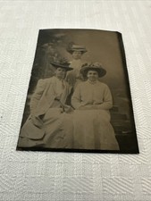 Tintype Photo of Three Victorian Well Dressed Women Hats 3.5 x 2.5 Inch picture