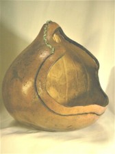 Native American Large Vtg Gourd Art Signed LPF Turquoise ARIZONA Folk Art picture
