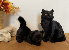 Ragon House Set of 2 Black Halloween Furry Cat figurines, Faux Fur NWT picture
