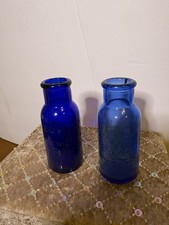 2 Cobalt Blue Bromo Seltzer Emerson Drug Co Baltimore MD Bottles 4 Inches Tall picture