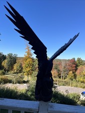 Vintage Hand Carved Wooden Eagle And Snake Sculpture Statue  Spread Wings Remove picture