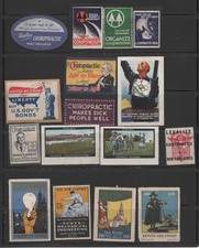 43 Vintage Poster Stamps, Cinderellas,  SESQUI CENTENNIAL, CHIROPRACTIC, SCHOOLS picture