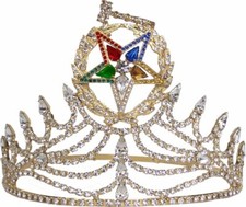 Masonic OES Grand Wreath Gavel Matron GOLD Rhinestones O.E.S Adjustable CROWN picture