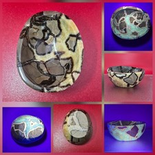 3.2 Lb Big Natural UV Dragon Septarian Quartz Crystal Bowl Carving Reiki Healing picture