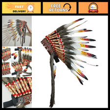 Feather Headdress Native American Indian Style Headwear 15.5-17.7