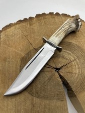 Custom Handmade Stag Antler Handle Bowie Knife Carbon Steel Hunting Survival Kni picture