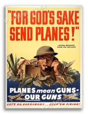 1940s For God's Sake Send Planes WWII Historic War Poster - 18x24 picture