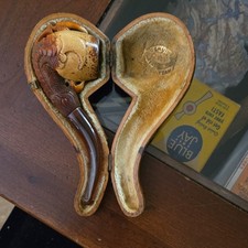 Antique Meerschaum Tobacco Pipe Carved Eagle Claw w/ Fitted Case picture